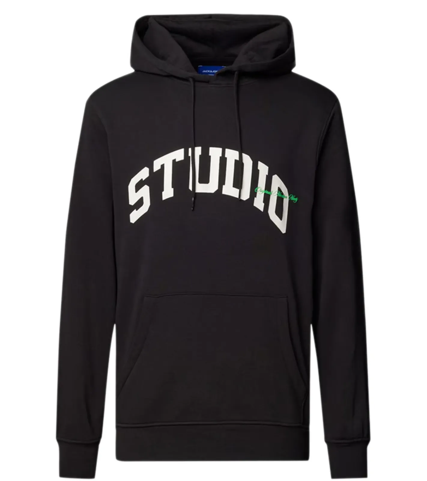 Pullover & Sweater*Jack & Jones Brink Herren Hoodie modischer Kapuzen-Pullover mit "STUDIO"-Schriftzug auf der Front 12228021 Schwarz