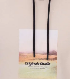 Pullover & Sweater*Jack & Jones Esterbro Newton Herren Kapuzen-Pullover Baumwoll-Pullover mit Originals Studio Print 12266801 Beige