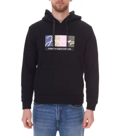 Pullover & Sweater*Jack & Jones Herren Kapuzen-Pullover mit Baumwollanteil Langarm-Shirt mit farblichen Akzenten 12262421 Schwarz