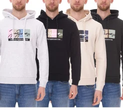 Pullover & Sweater*Jack & Jones Herren Kapuzen-Pullover mit Baumwollanteil Langarm-Shirt mit farblichen Akzenten 12262421 Schwarz, Weiß, Grün oder Beige