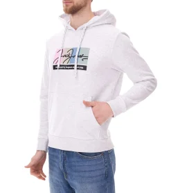 Pullover & Sweater*Jack & Jones Herren Kapuzen-Pullover mit Baumwollanteil Langarm-Shirt mit farblichen Akzenten 12262421 Schwarz, Weiß, Grün oder Beige