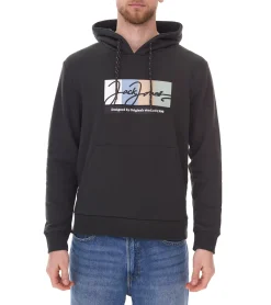 Pullover & Sweater*Jack & Jones Herren Kapuzen-Pullover mit Baumwollanteil Langarm-Shirt mit farblichen Akzenten 12262421 Schwarz, Weiß, Grün oder Beige