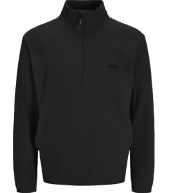 Pullover & Sweater*Jack & Jones Herren schlichter Troyer-Pullover Baumwoll-Pullover mit Stehkragen Langarm-Shirt 12266649 Schwarz oder Grau