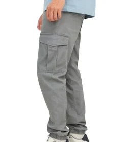 Jeans & Hosen*Jack & Jones Marco Joe Herren Cargohose stylische Baumwoll-Hose im Jogger-Style Slim Fit 10755240 Grau