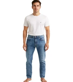 Jeans & Hosen*JEANERICA Herren 5-Pocket Tapered Fit Jeans Ausgeh-Jeans TM005 Blau