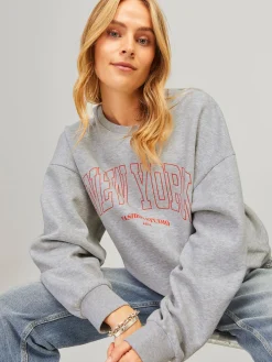 Sweater & Pullover*JJXX Merle Rlx Short Crew Pullover hellgrau meliert/New York