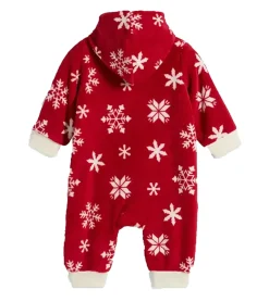 Jumpsuits*O46bpx Jumpsuit Kleinkinder Overall Fleece-Anzug mit Kapuze Schneeflocken-Design mit Reißverschluss Baby-Anzug 954927 Rot/Weiß