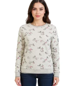 Sweater & Pullover*KangaROOS Damen Baumwoll-Sweatshirt Pullover mit Schmetterlingen Langarm Shirt 51597060 Grau