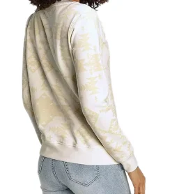 Sweater & Pullover*KangaROOS Damen Baumwoll-Sweatshirt mit dezentem Print Langarm-Shirt Rundhals-Pullover 85615113 Weiß/Gelb