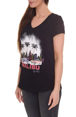 Tops & T-Shirts*KangaROOS Damen Baumwoll-Shirt T-Shirt mit großem Aufdruck Auto-Shirt 20789732 Schwarz