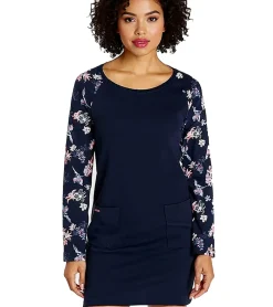 Kleider*KangaROOS Damen Mini-Kleid Sweat-Kleid langärmliges Baumwoll-Kleid 85555248 Blau