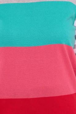 Sweater & Pullover*KangaROOS Damen Pullover Color-Blocking Baumwoll-Shirt 59680160 Grau/Türkis/Rosa