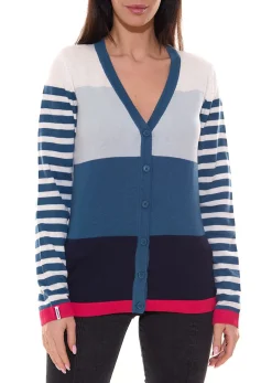 Strickjacken & Cardigans*KangaROOS Damen Strickjacke Feinstrick-Jacke im Colour-Block Design 66591238 Blau/Pink