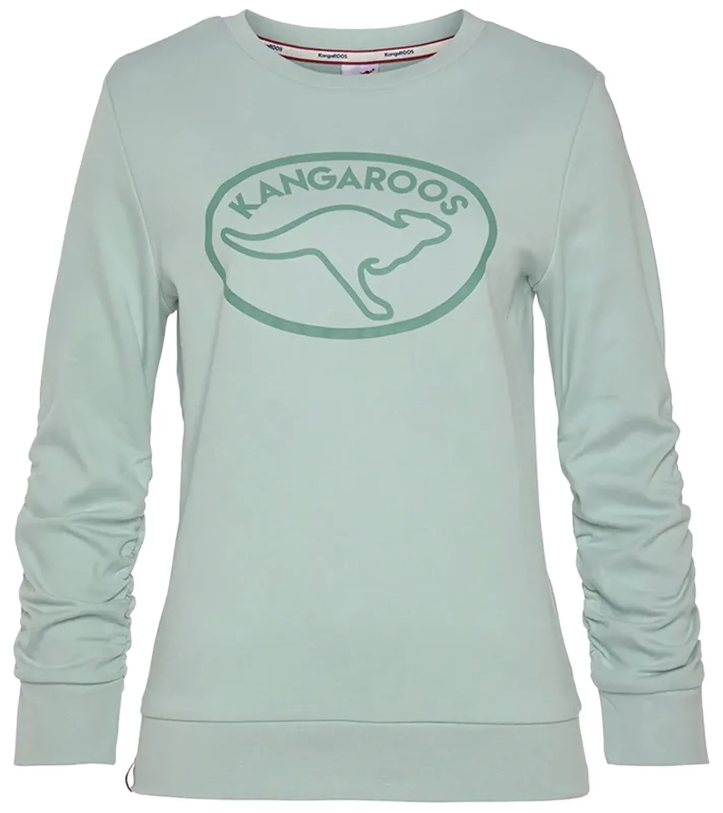 Sweater & Pullover*KangaROOS Damen Sweatshirt mit gerafften Ärmeln Baumwoll-Pullover 41267352 Mint-Grün