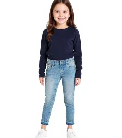 Jeans & Hosen*KangaROOS Kinder Jeans-Hose für Mädchen mit verkürztem geradem Bein Baumwoll-Hose Freizeit-Jeans 43634735 Blau