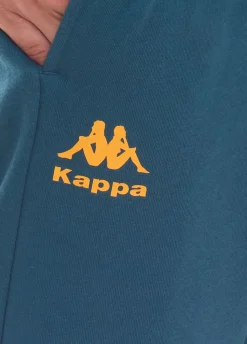 Jogginghosen & Fitnessmode*Kappa Dragonfly Herren Jogging-Hose bequeme Sweat-Hose mit Logo-Print und elastischem Ripp-Beinabschluss 710662 Petrolblau