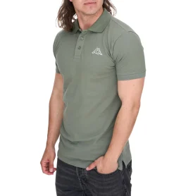 Hemden & Poloshirts*Kappa Herren Baumwoll-Polo mit kleiner Stickerei Polo-Shirt Kurzarm-Shirt Pique-Strick 303173NC A02 Grün