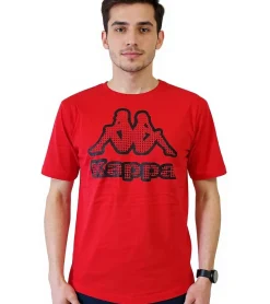 T-Shirts & Tank Tops*Kappa Herren Baumwoll-Shirt mit großem Logo Rundhals-Shirt Kurzarm-Shirt T-Shirt Oeko-Tex 100 zertifiziert 7085/8191-002 Rot