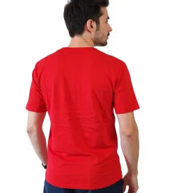 T-Shirts & Tank Tops*Kappa Herren Baumwoll-Shirt mit großem Logo Rundhals-Shirt Kurzarm-Shirt T-Shirt Oeko-Tex 100 zertifiziert 7085/8191-002 Rot