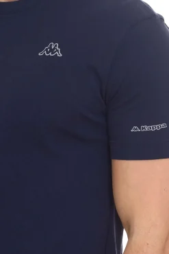 T-Shirts & Tank Tops*Kappa Herren Baumwoll-Shirt Rundhals-Shirt mit kleinem Logo-Patch Kurzarm-Shirt 711169 , Blau oder Schwarz Weiß