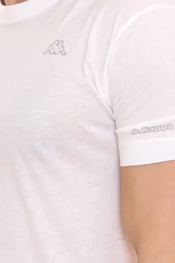 T-Shirts & Tank Tops*Kappa Herren Baumwoll-Shirt Rundhals-Shirt mit kleinem Logo-Patch Kurzarm-Shirt 711169 , Blau oder Schwarz Weiß