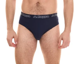 Unterwäsche|Boxershorts*Kappa Herren Slip mit Baumwoll-Stretch Unterwäsche mit Logobund Unterhose 711167 Dunkelblau