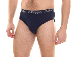 Unterwäsche|Boxershorts*Kappa Herren Slip mit Baumwoll-Stretch Unterwäsche mit Logobund Unterhose 711167 Dunkelblau