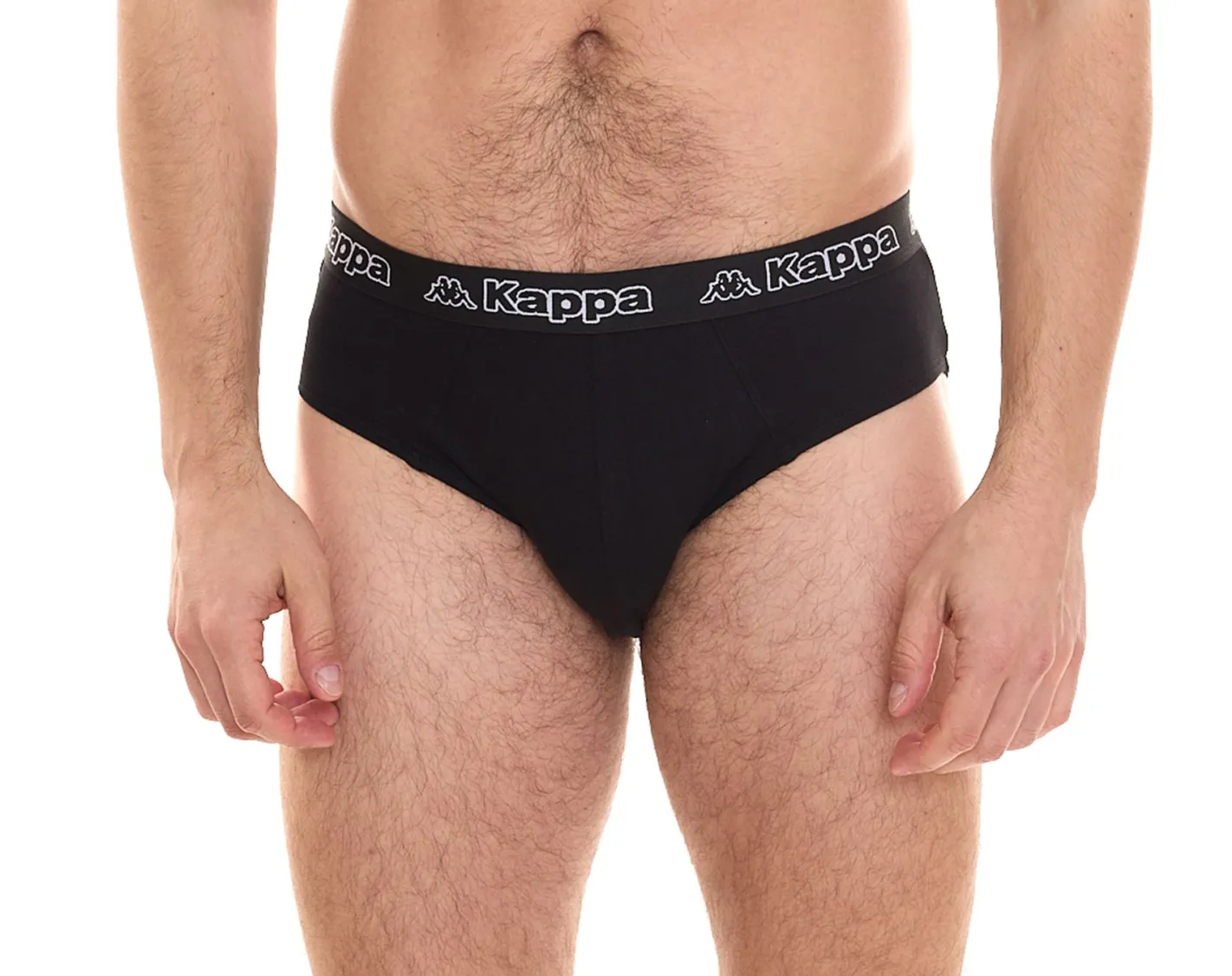 Unterwäsche|Boxershorts*Kappa Herren Slip mit Baumwoll-Stretch Unterwäsche mit Logobund Unterhose 711167 Schwarz