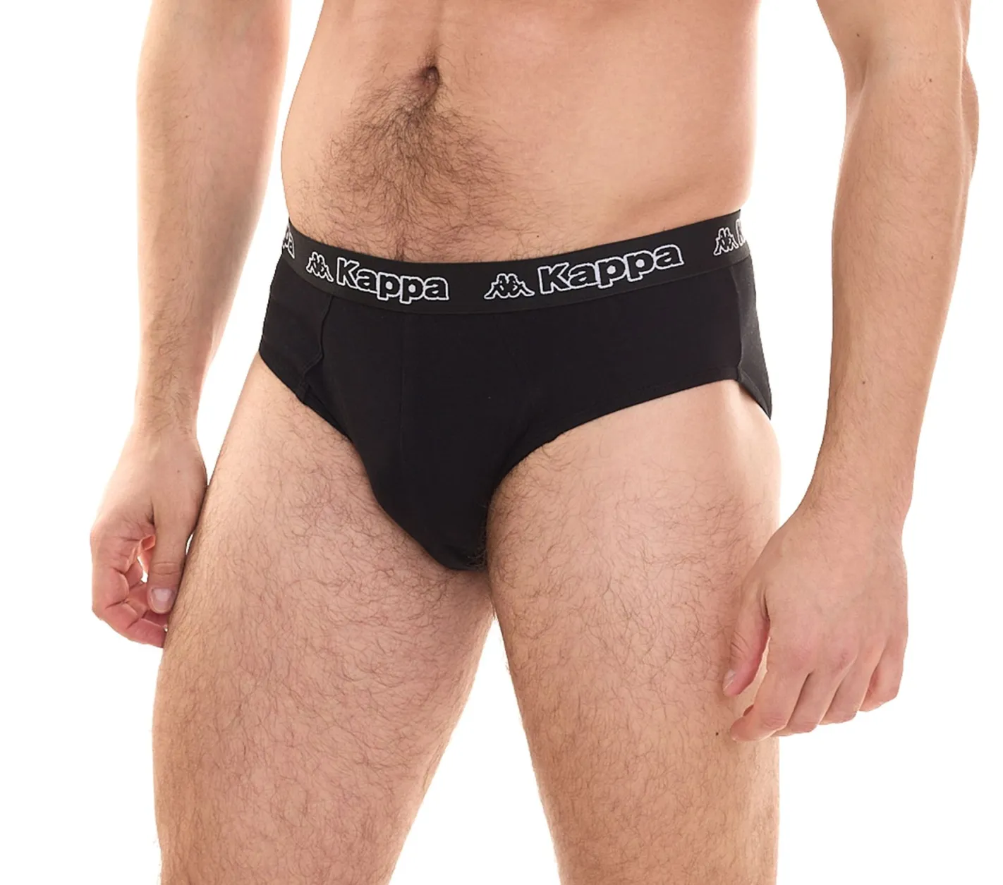 Unterwäsche|Boxershorts*Kappa Herren Slip mit Baumwoll-Stretch Unterwäsche mit Logobund Unterhose 711167 Schwarz