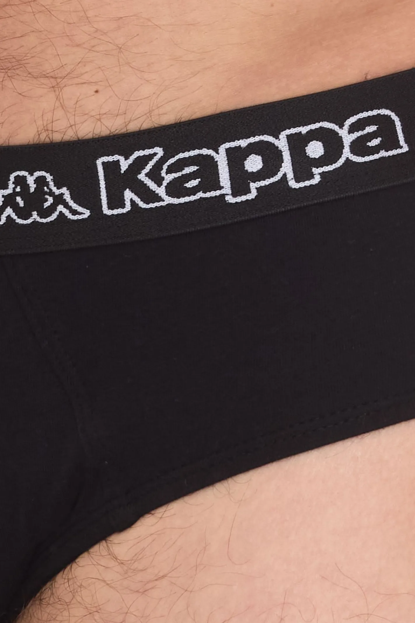Unterwäsche|Boxershorts*Kappa Herren Slip mit Baumwoll-Stretch Unterwäsche mit Logobund Unterhose 711167 Schwarz
