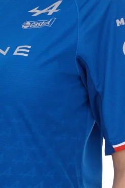 Tops & T-Shirts*Kappa X ALPINE Formel 1 F1 Ocon Damen Kurzarm-Shirt Sport-Trikot mit V-Ausschnitt Alltags-Shirt 351883W AF1 A01 Blau