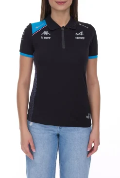 Poloshirts & Blusen*Kappa X ALPINE Formel 1 F1 Damen Polo-Shirt Baumwoll-Oberteil mit HYDRO WAY PROTECTION-Technologie Kurzarm-Shirt 361E33W AF1 A12 Schwarz