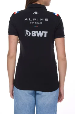 Poloshirts & Blusen*Kappa X ALPINE Formel 1 Team Ocon Gasly Damen Polo-Hemd mit HydroWayProtection Baumwoll Kurzarm-Shirt 35163WW AF1 005 Schwarz