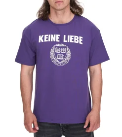 T-Shirts & Tank Tops*KEINE LIEBE Herren Baumwoll-Shirt mit Brocken-Heart-Club Wappen T-Shirt Rundhals-Shirt Kurzarm-Shirt KLTS1009 Violett/Weiß