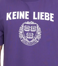 T-Shirts & Tank Tops*KEINE LIEBE Herren Baumwoll-Shirt mit Brocken-Heart-Club Wappen T-Shirt Rundhals-Shirt Kurzarm-Shirt KLTS1009 Violett/Weiß