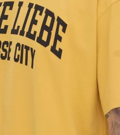 T-Shirts & Tank Tops*KEINE LIEBE Universe City Herren Baumwoll-Shirt mit farblichen Akzenten T-Shirt Rundhals-Shirt Kurzarm-Shirt KLTS1012YEL Gelb/Schwarz