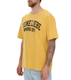 T-Shirts & Tank Tops*KEINE LIEBE Universe City und Broken Heart Club Herren Baumwoll-Shirt mit farblichen Akzenten T-Shirt Rundhals-Shirt Kurzarm-Shirt KLTS10 in Gelb, Grün, Blau, Rot, Violett oder Grau