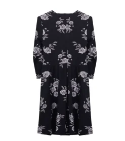 Kleider & Röcke*KIDSWORLD Kinder Sommer-Kleid für Mädchen Baumwoll-Kleid mit Allover-Blumen und Sternen-Print Sommer-Kleid Schwarz oder Dunkelblau