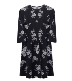 Kleider & Röcke*KIDSWORLD Mädchen Kinder-Kleid Baumwoll-Kleid Sommer-Kleid mit Allover-Blumen-Print Alltags-Kleid 76612326 Schwarz/Weiß