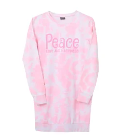 Kleider & Röcke*KIDSWORLD Mädchen Pullover-Kleid mit mit Allover-Batik-Print Sweat-Kleid 55037912 Rosa/Weiß