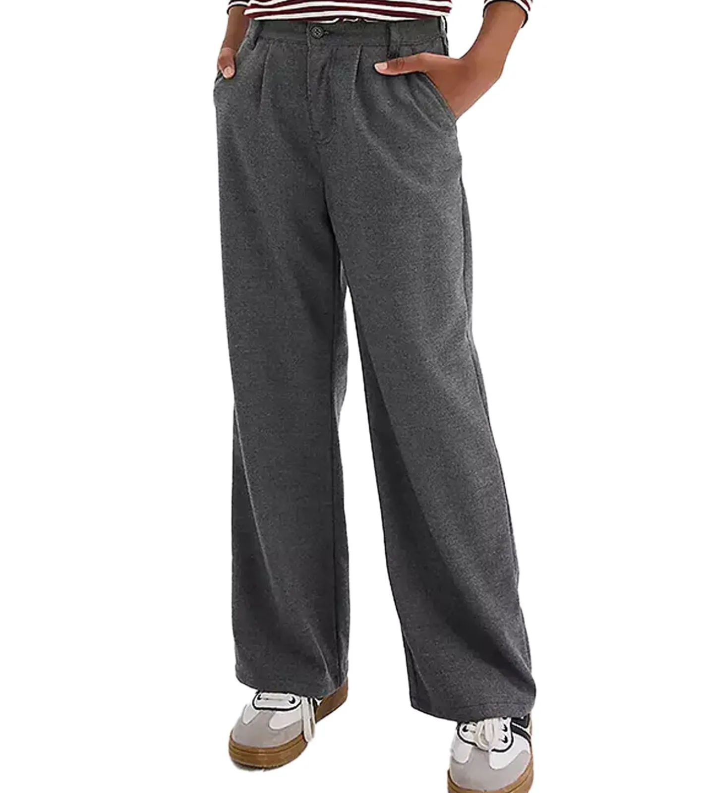 Jeans & Hosen*O46bpx Kinder Hose für Mädchen mit weitem Bein Stoff-Hose Alltags-Hose 924164 Grau