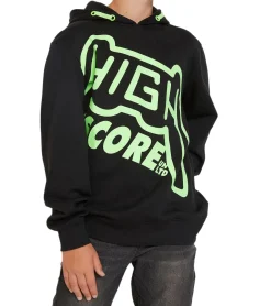 Pullover & Sweater*O46bpx Kinder Kapuzen-Pullover für Jungen Baumwoll-Hoodie mit HIGH SCORE Schriftzug Winter-Pullover 918675 Schwarz/Grün