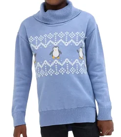 Caps & Mützen|Pullover & Sweater*O46bpx Kinder SET Strick-Pullover und Mütze für Jungen Rollkragen-Pullover Norweger-Pulli 975979 Blau