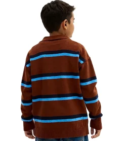 Pullover & Sweater*O46bpx Kinder Strick-Pullover Jungen Rugby-Shirt Kragen-Pullover Herbst-Pullover 961675 Braun/Blau