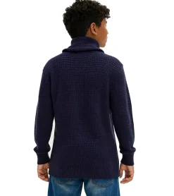 Pullover & Sweater*O46bpx Kinder Waffel-Strick-Pullover und Schal für Jungen nachhaltiger Baumwoll-Pullover Herbst-Pullover 976702 Blau