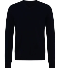 Pullover & Sweater*KKS STUDIOS Cashmere KKS STUDIOS Herren V-Neck Pullover aus 100% Kaschmir Sweater KK2350 26034 Navy