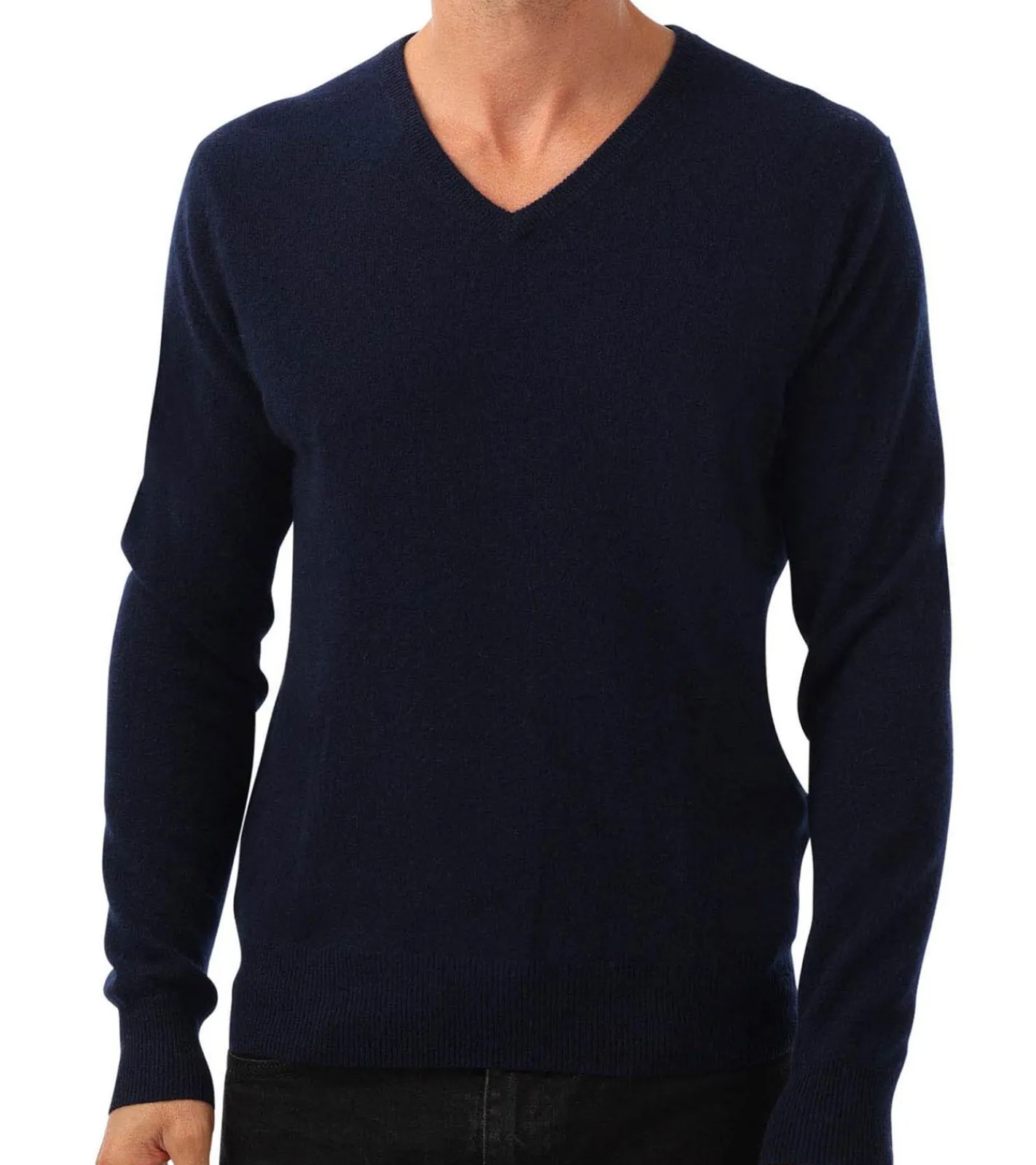 Pullover & Sweater*KKS STUDIOS Cashmere KKS STUDIOS Herren V-Neck Pullover aus 100% Kaschmir Sweater KK2350 26034 Navy