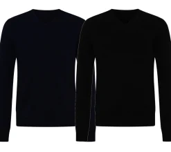 Pullover & Sweater*KKS STUDIOS Cashmere KKS STUDIOS Herren V-Neck Pullover aus 100% Kaschmir Sweater KK2350 oder Schwarz Navy