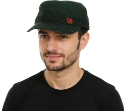 Caps & Mützen*BioworldMerch KORN Unisex Baumwoll-Cap im millitärischen Schnitt mit leicht gebogenen Schnitt Schwarz/Rot