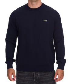 Pullover & Sweater*Lacoste Herren Strick-Pullover Baumwoll-Pullover mit Logo-Stickerei Langarm-Shirt AH0128 00 166 Dunkelblau